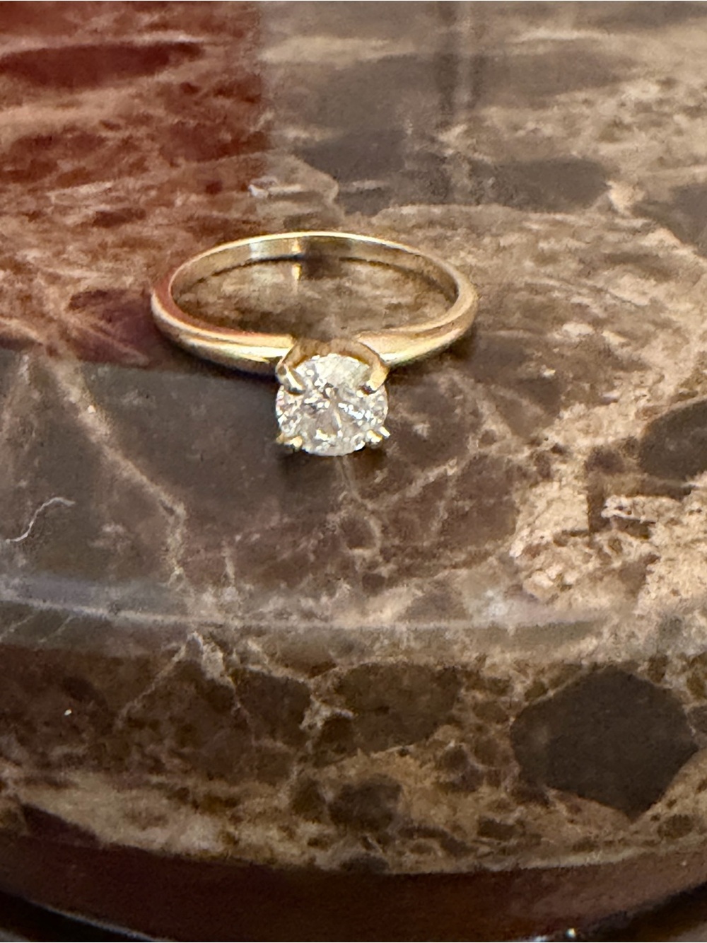 Yellow Gold Solitaire Ring with Clear Round Stone